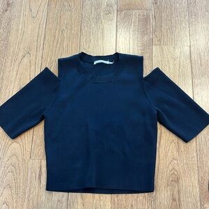 Black short sleeve cold shoulder top size M